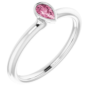 Gemstone Stackable Ring in 14K Gold, Silver & Platinum