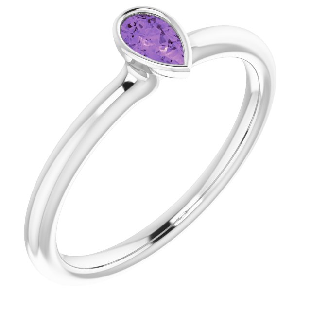 Gemstone Stackable Ring in 14K Gold, Silver & Platinum