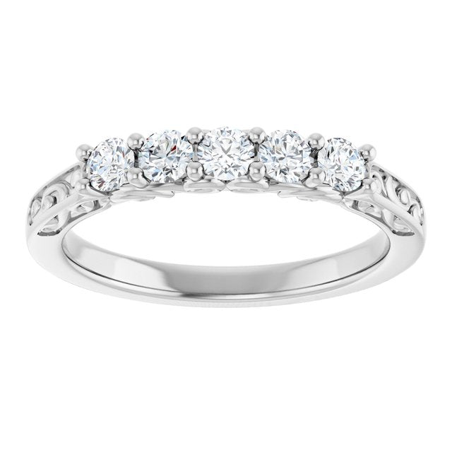 14K White Gold 1/3 CTW Natural Diamond Anniversary Ring