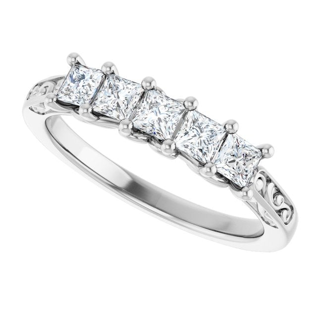 14K White Gold 1/3 CTW Natural Diamond Anniversary Ring