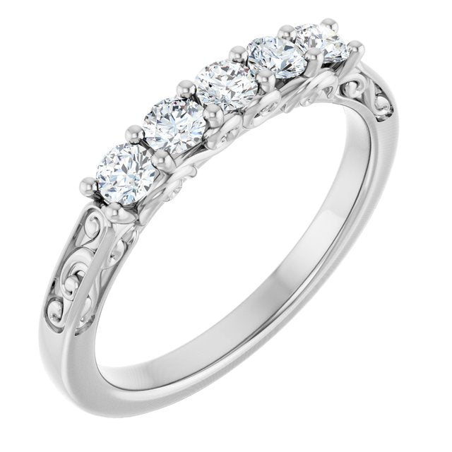 14K White 1/3 CTW Natural Diamond Anniversary Band