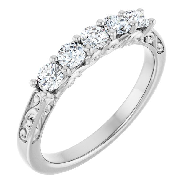 14K White Gold 1/3 CTW Natural Diamond Anniversary Ring