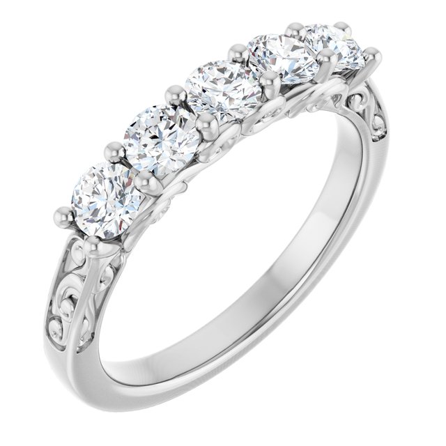 14K White Gold 1/3 CTW Natural Diamond Anniversary Ring