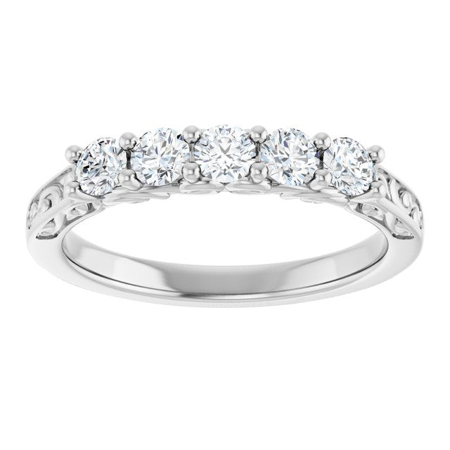 14K White Gold 1/3 CTW Natural Diamond Anniversary Ring