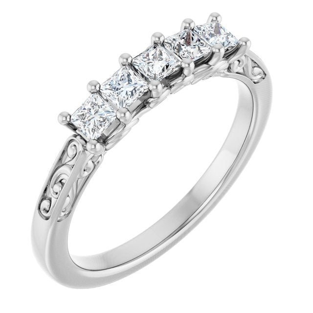 14K White Gold 1/3 CTW Natural Diamond Anniversary Ring