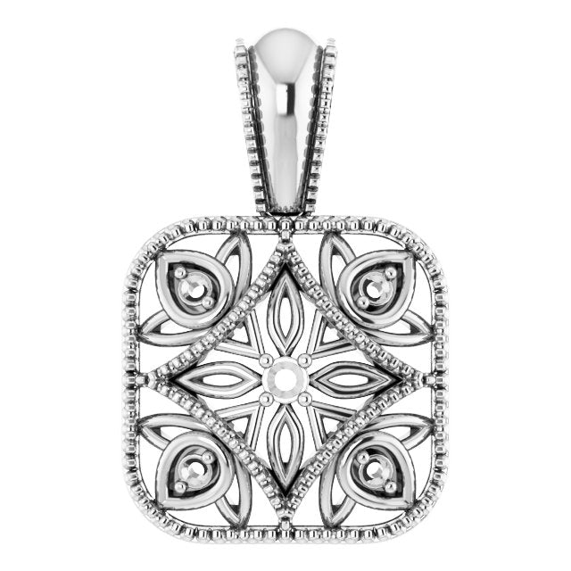 Sterling Silver .05 CTW Natural Diamond Filigree  18" Necklace