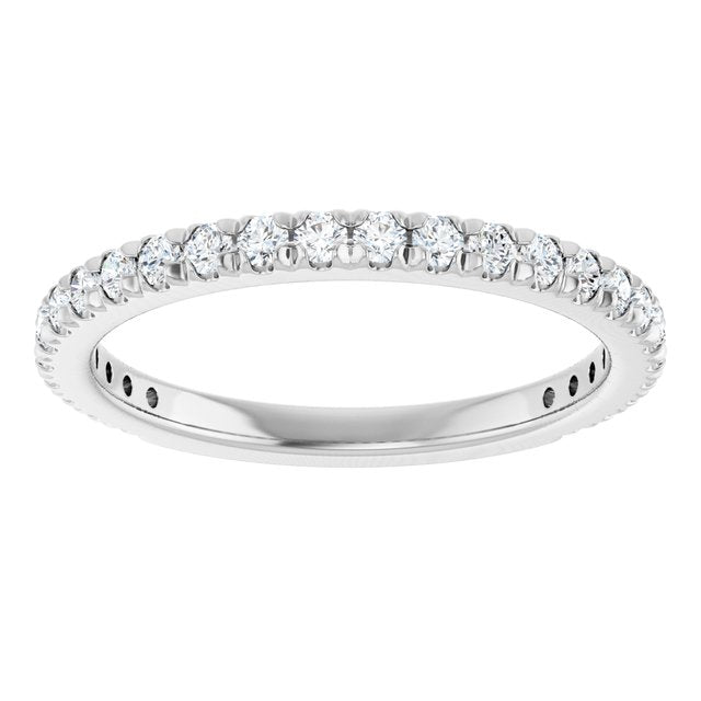 14K White 5/8 CTW Natural Diamond French-Set Anniversary Band