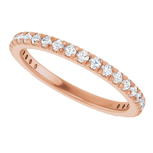 14K White Gold Diamond Anniversary Band – French-Set Design