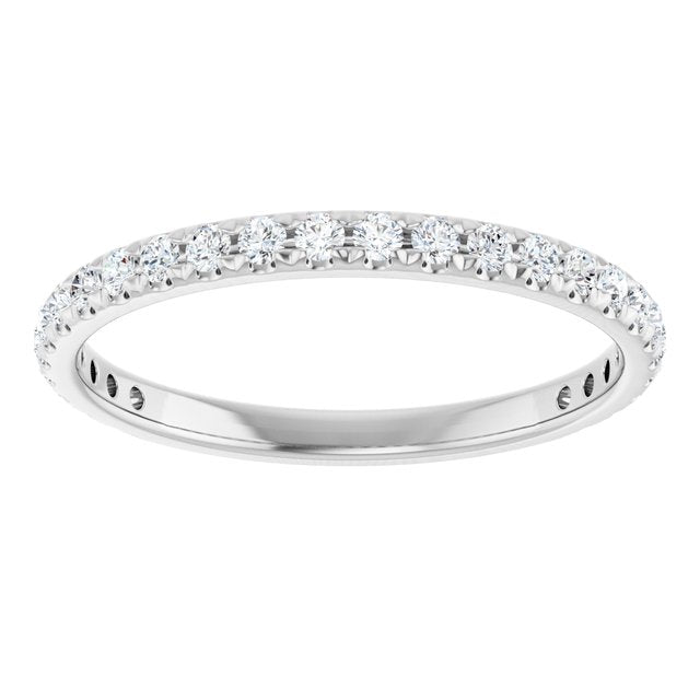 14K White 5/8 CTW Natural Diamond French-Set Anniversary Band