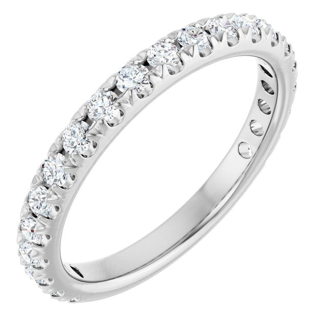 14K White Gold Diamond Anniversary Band – French-Set Design