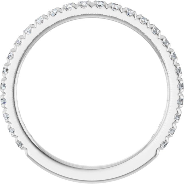 14K White Gold Diamond Anniversary Band – French-Set Design