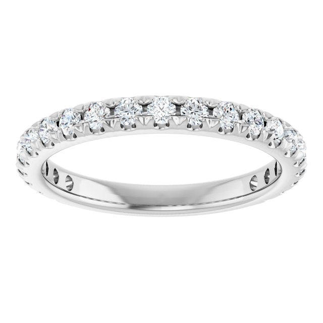 14K White Gold Diamond Anniversary Band – French-Set Design