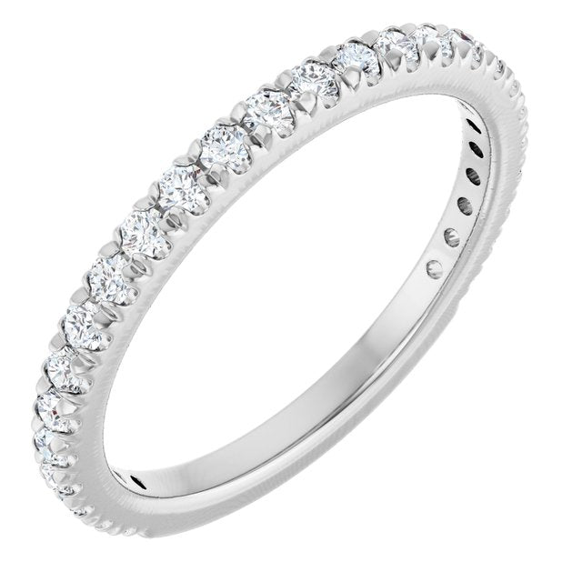 14K White 5/8 CTW Natural Diamond French-Set Anniversary Band