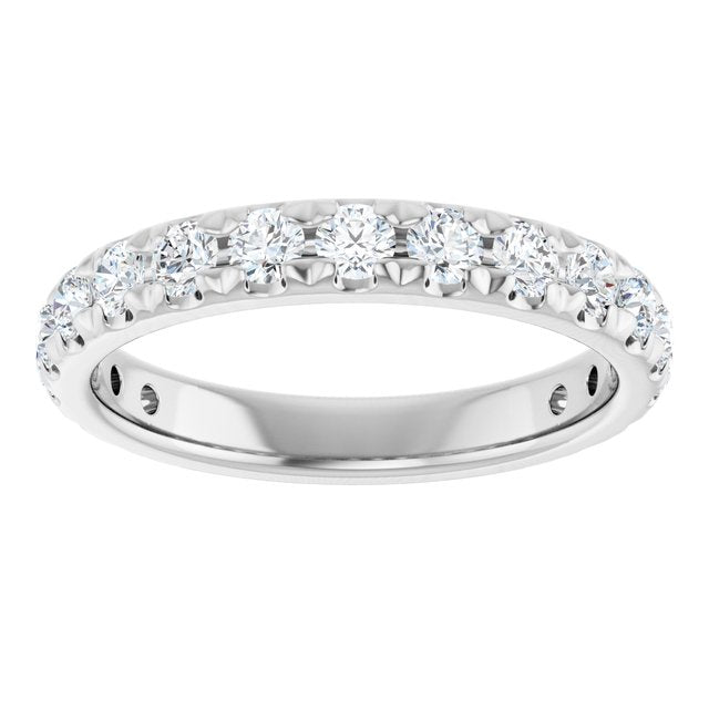 14K White Gold Diamond Anniversary Band – French-Set Design