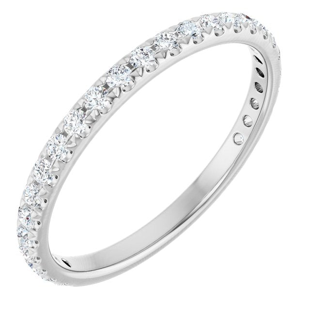 14K White Gold Diamond Anniversary Band – French-Set Design