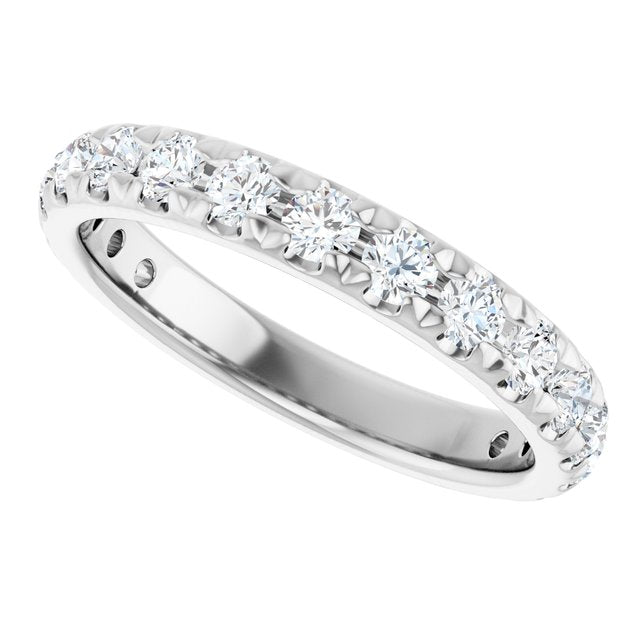 14K White Gold Diamond Anniversary Band – French-Set Design