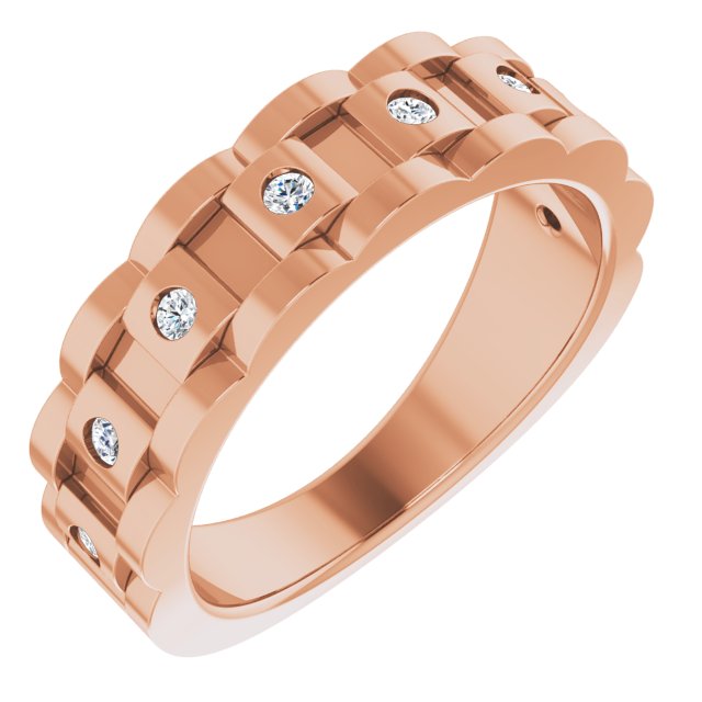 Natural Diamond Mens Link-Ring | 14K Gold, Silver & Platinum | 1/4 CTW | 2 Mm | Round | Polished