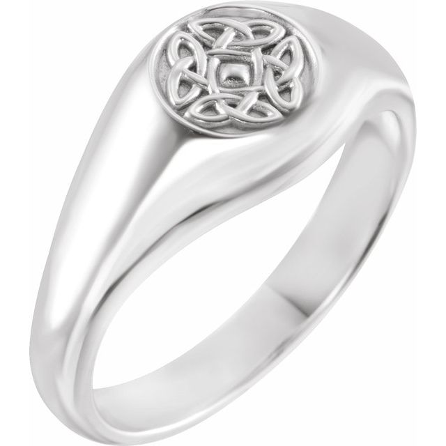 Celtic-Inspired Ring | 14K Gold, Silver & Platinum | Polished
