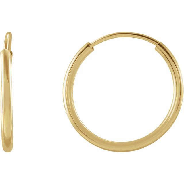 14K Gold Endless Flexible Tube Hoop Earrings