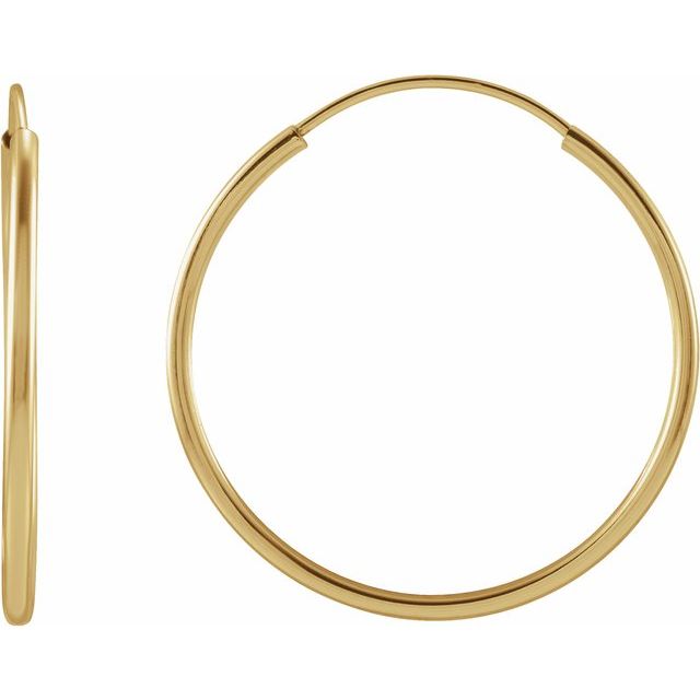 14K Gold Endless Flexible Tube Hoop Earrings
