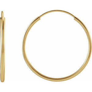 14K Gold Endless Flexible Tube Hoop Earrings