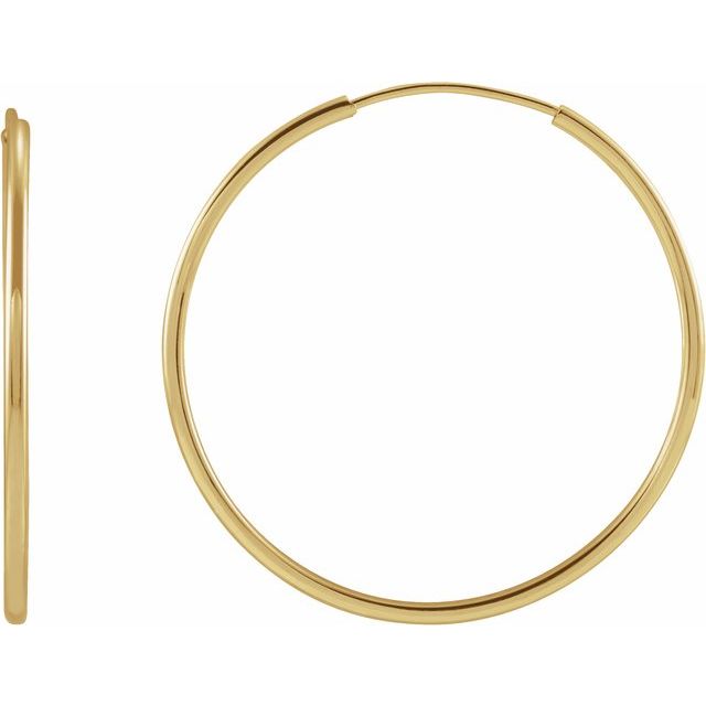 14K Gold Endless Flexible Tube Hoop Earrings
