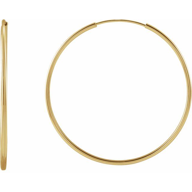 14K Gold Endless Flexible Tube Hoop Earrings