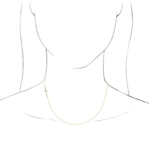 14K White Gold .04 CTW Natural Diamond Asymmetrical Cross Necklace - 16