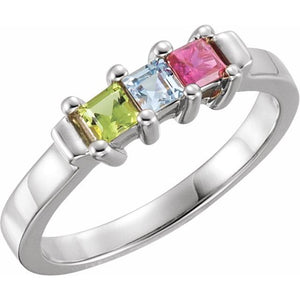 Family Ring Mounting | 18K Gold, Silver & Platinum | 3 X 3 Mm | Square | Polished