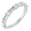 Elegant 14K White Gold Diamond Anniversary Ring with Baguette Stones