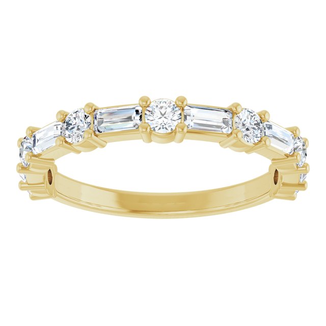 Elegant 14K White Gold Diamond Anniversary Ring with Baguette Stones