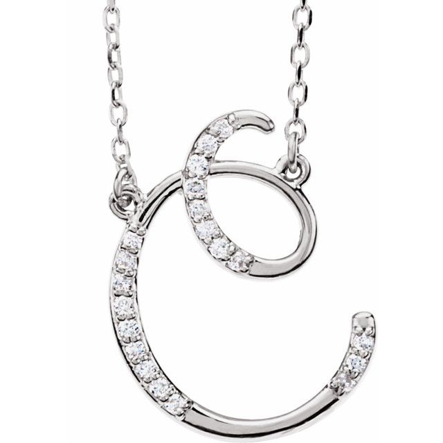 1/12 CTW Natural Diamond Round Initial Necklace in 14K Gold