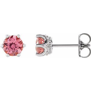 0.03 CTW Natural Pink Tourmaline & Diamond Earrings in 14K Gold, Silver & Platinum