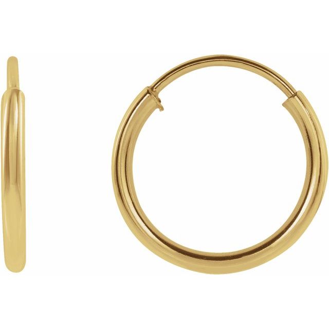 14K Gold Endless Flexible Tube Hoop Earrings