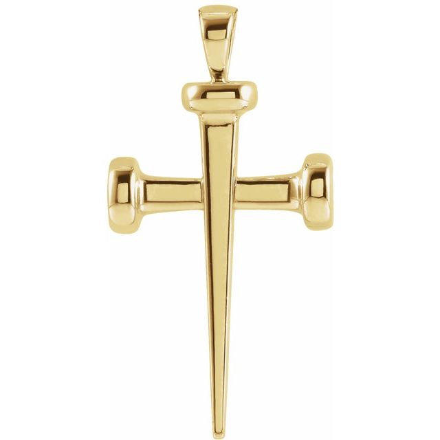 14K Rose Gold Polished Nail Cross Pendant - 28x14.71 mm