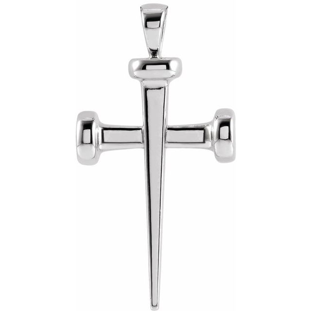 14K Rose Gold Polished Nail Cross Pendant - 28x14.71 mm