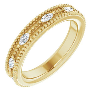 14K Gold Natural Diamond Milgrain Band - Options Available