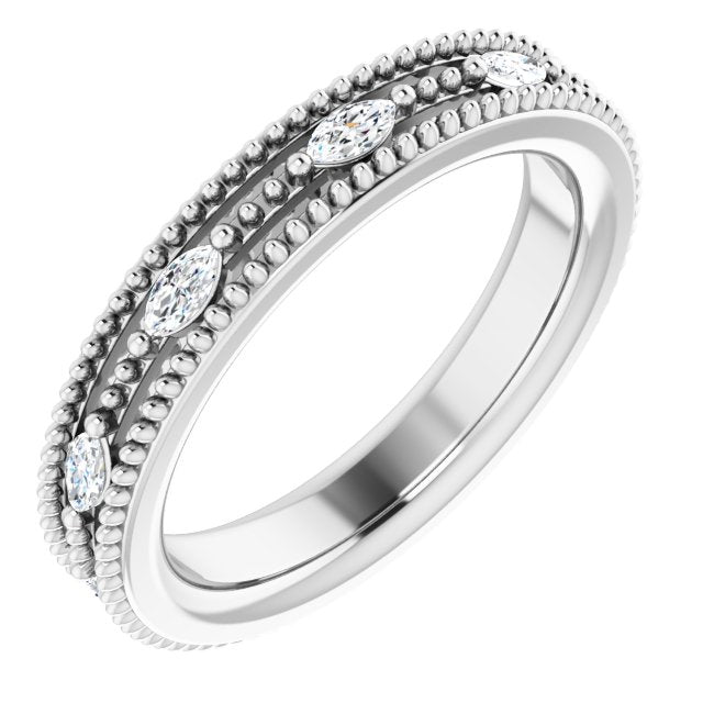 14K Gold Natural Diamond Milgrain Band - Options Available