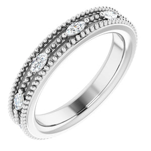 14K Gold Natural Diamond Milgrain Band - Options Available