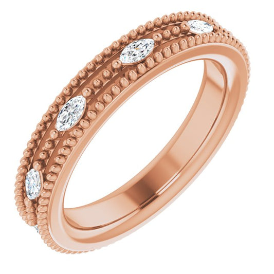 14K Gold & Platinum Natural Diamond Milgrain Band - Options Available
