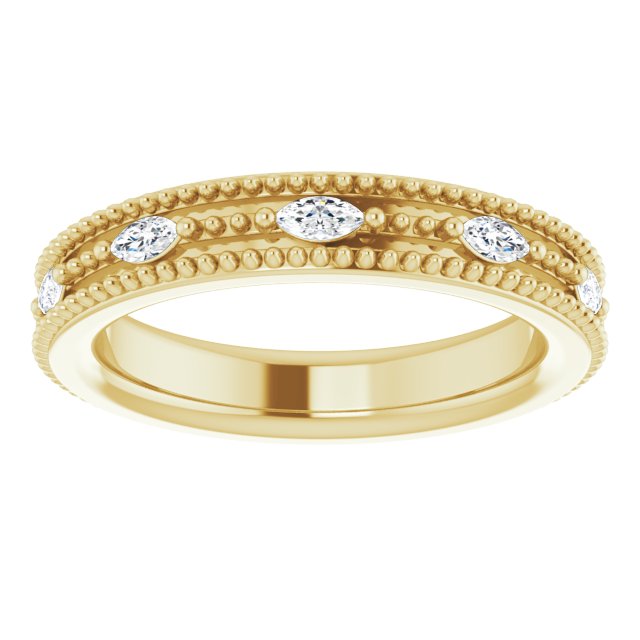 14K Gold Natural Diamond Milgrain Band - Options Available