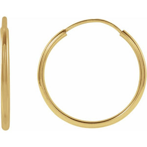 14K Gold Endless Flexible Tube Hoop Earrings