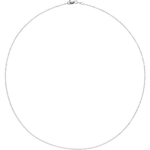 14K White Diamond-Cut Adjustable 1 mm Cable Chain (6 1/2-7 1/2