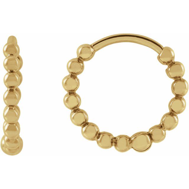 14K Gold Beaded Hoop Earrings