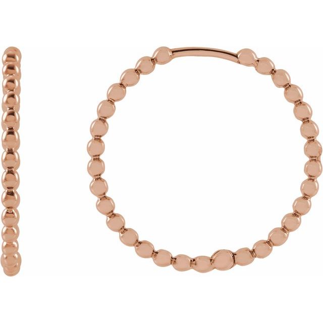 14K Gold Beaded Hoop Earrings