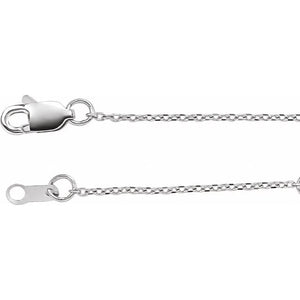 14K White Diamond-Cut Adjustable 1 mm Cable Chain (6 1/2-7 1/2