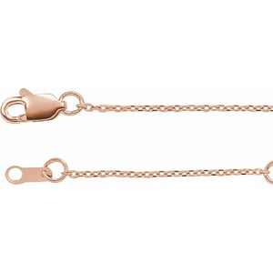 14K White Diamond-Cut Adjustable 1 mm Cable Chain (6 1/2-7 1/2