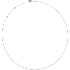 14K White Diamond-Cut Adjustable 1 mm Cable Chain (6 1/2-7 1/2