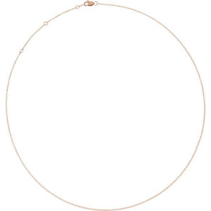 14K White Diamond-Cut Adjustable 1 mm Cable Chain (6 1/2-7 1/2