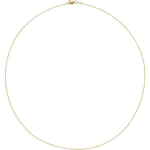 14K White Diamond-Cut Adjustable 1 mm Cable Chain (6 1/2-7 1/2